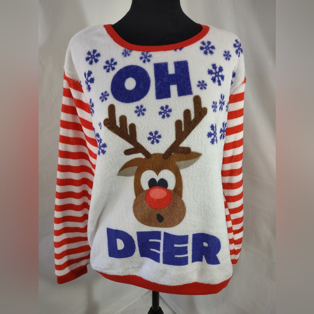 WOUND UP Girls "Oh Deer" Christmas Sweater Size L(11-13)